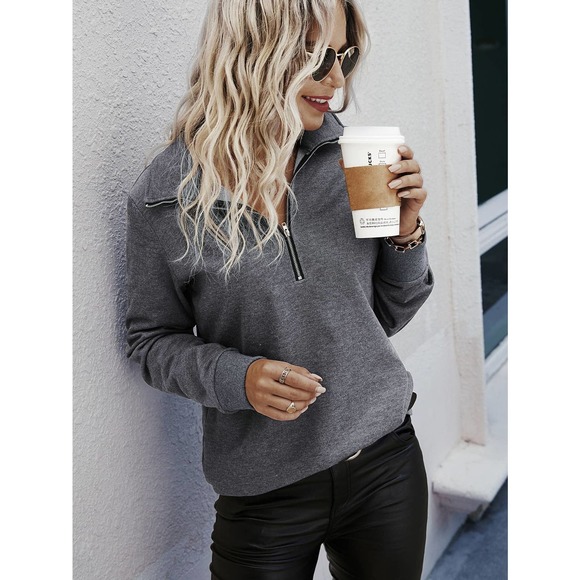 BohoGypsyDreamer.com Tops - Half Zip Front Sweatshirt gray